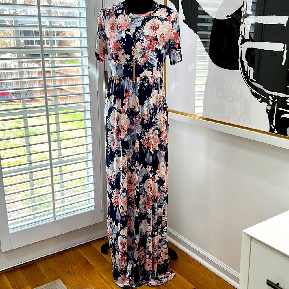 Pink Blush Floral Maternity Gown, Size XL